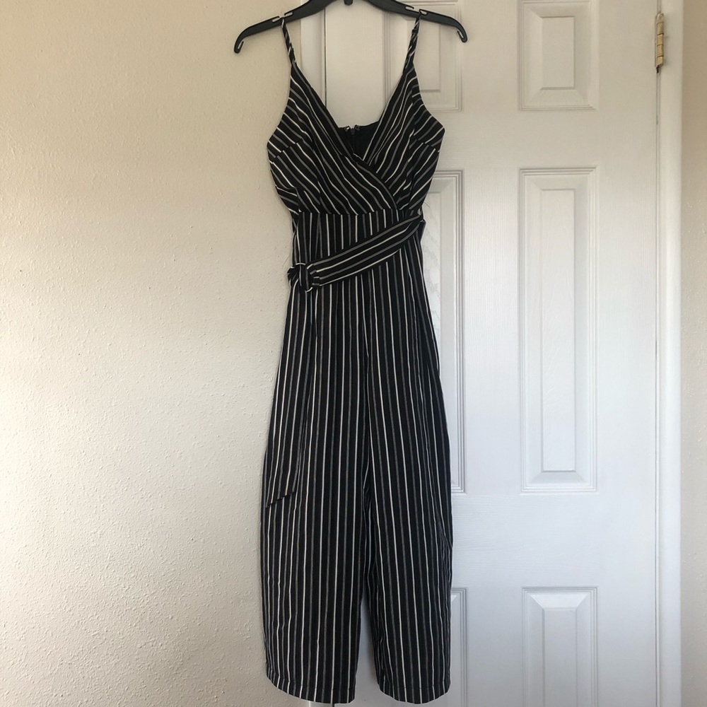 Black and White Stripe Jumpsuit